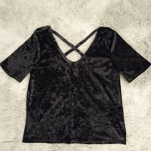 Black Velvet Shirt with Strappy Back by The Outfit